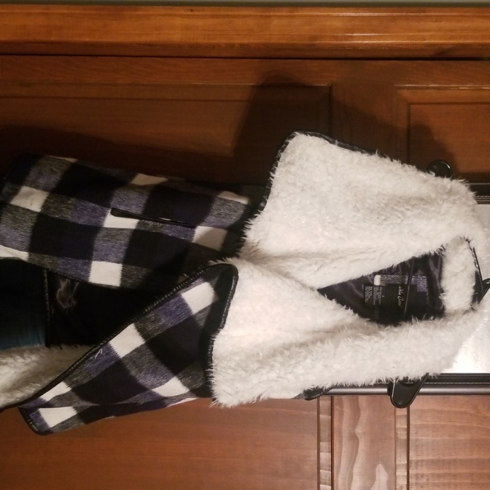 Navy plaid vest